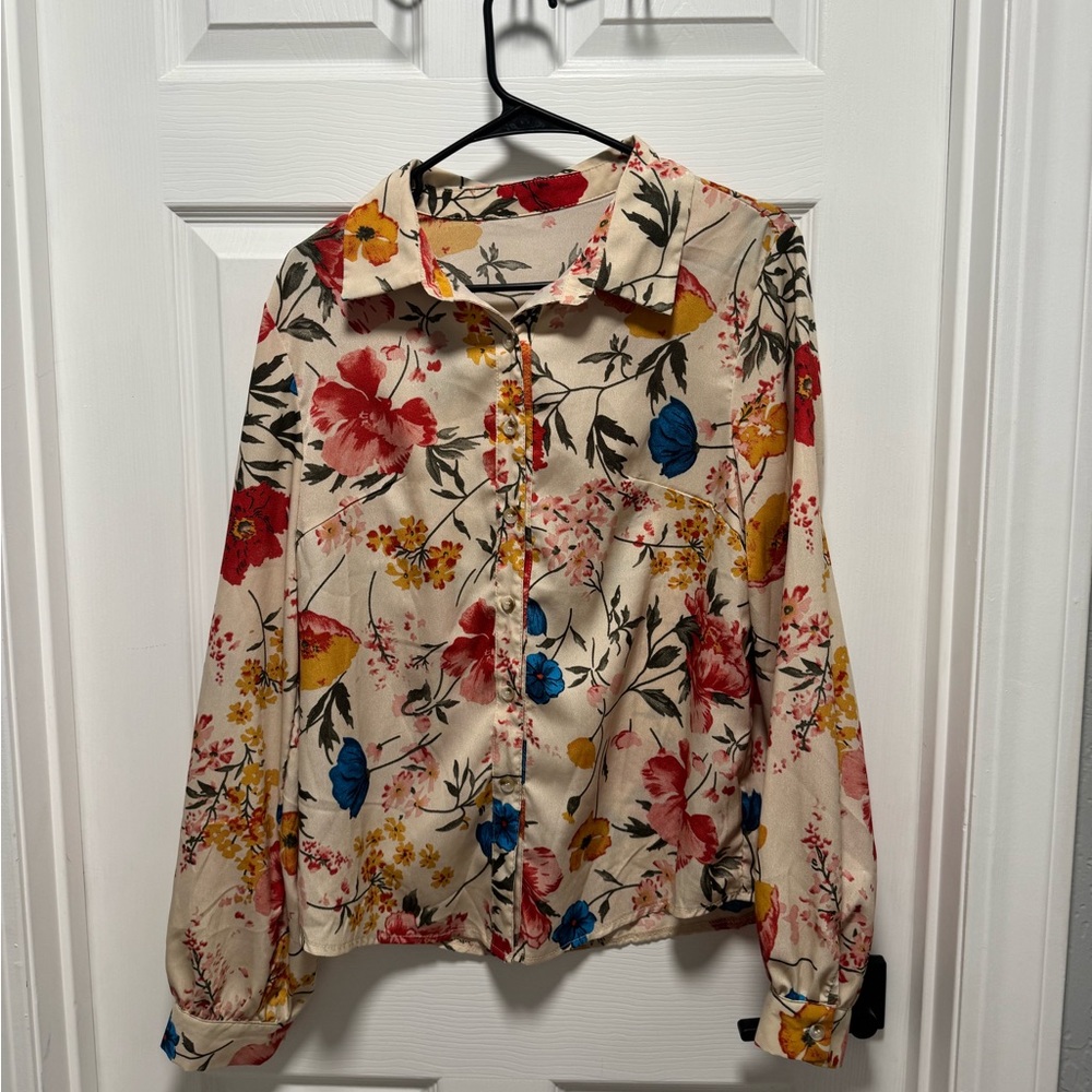Floral Button-Up Blouse